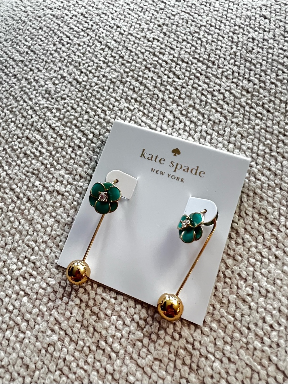 kate spade Green Flower Drop Earrings with Gold Accents
